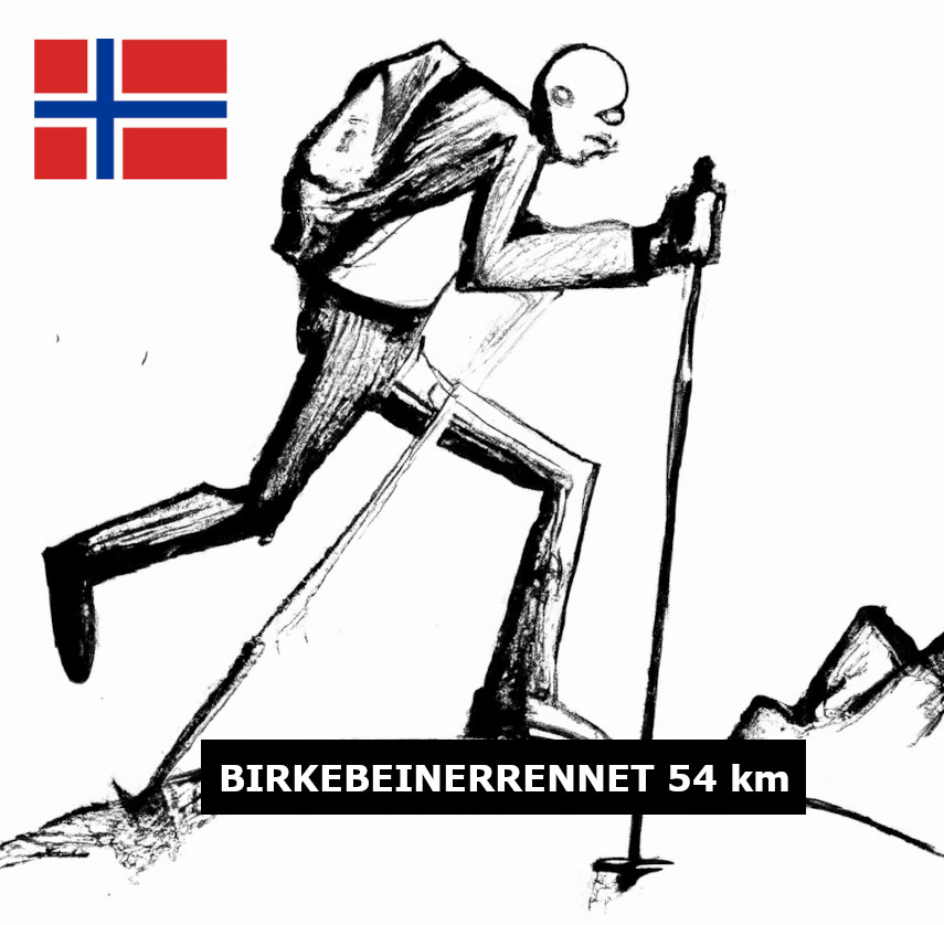 Skidåkare med ryggsäck, Birkebeinerrennet 54 km